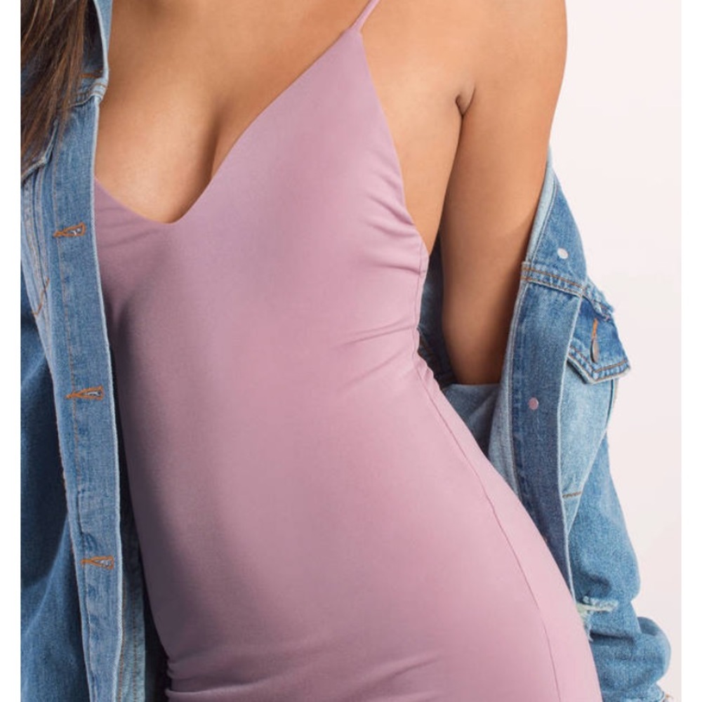 FINAL PRICE Mauve Deep V sexy casual Bodycon dress - Picture 3 of 4